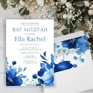 Invitación Personalizado de MITZVAH, color de agua de las flo