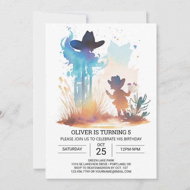 Invitación Personalizado de Moda de Vaquero Cumpleaños (Anverso)