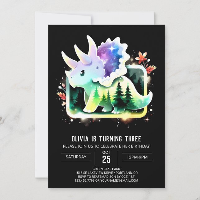 Invitación Personalizado de moda Triceratops Cumpleaños (Anverso)