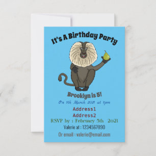 Invitación Personalizado de mono de burro con cola de león di