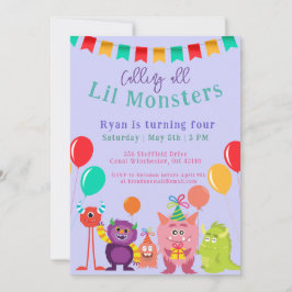 Invitación Personalizado de Monstruo de la liga Cute