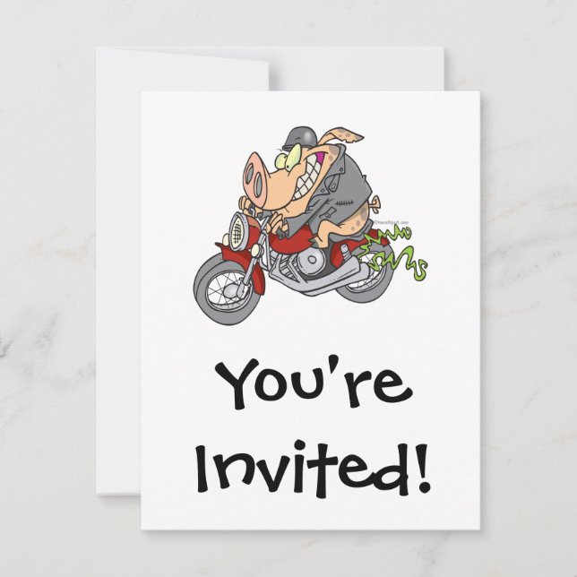 Invitación personalizado de motocicleta de cerdo en bicicleta (Anverso)