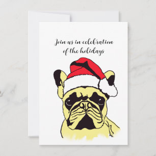 Invitación Personalizado de Navidades de Bulldog de Francia