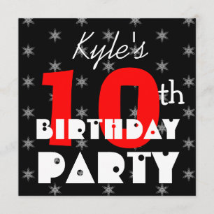 Invitación Personalizado de niños modernos con 10 años rojo y