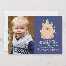 Invitación Personalizado de Oso Cute Foto Fiesta de cumpleaño