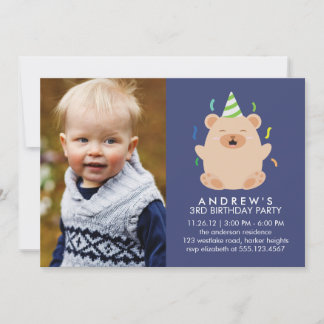 Invitación Personalizado de Oso Cute Foto Fiesta de cumpleaño