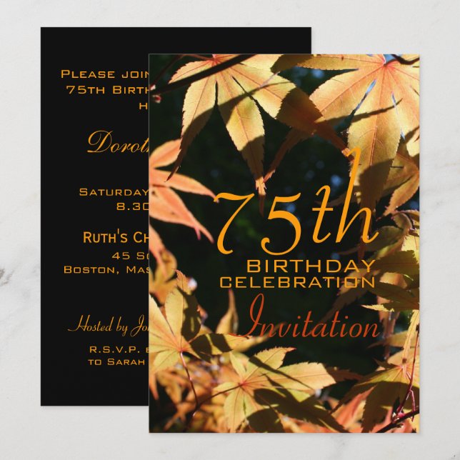 Invitación Personalizado de otoño a la celebración (Anverso / Reverso)