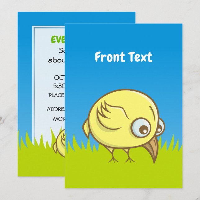 Invitación Personalizado de pájaro amarillo (Anverso / Reverso)