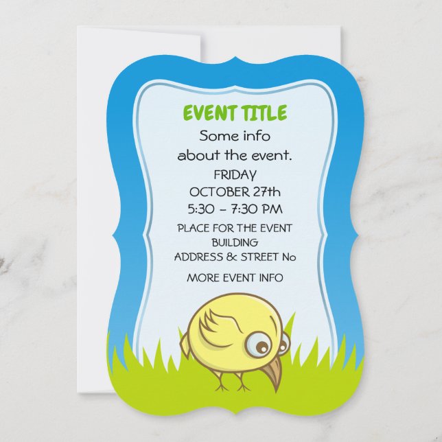 Invitación Personalizado de pájaro amarillo (Reverso)