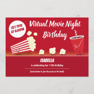 Invitación Personalizado de palomitas de maíz de la noche del