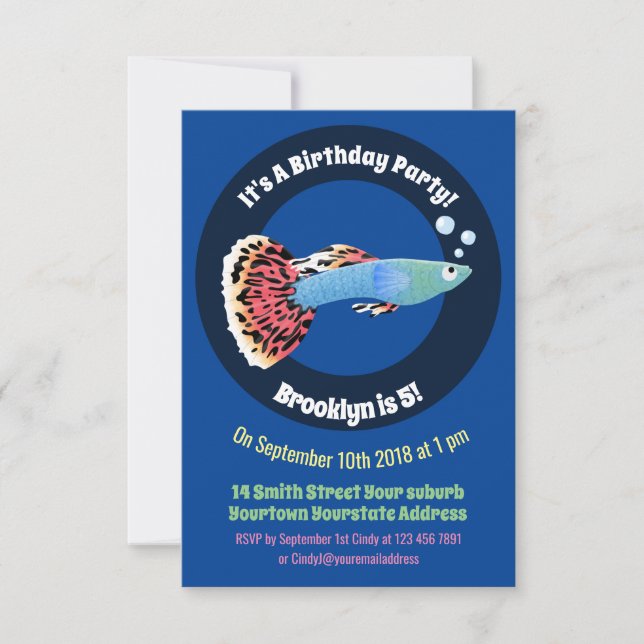 Invitación Personalizado de peces tropicales adormilados (Anverso)