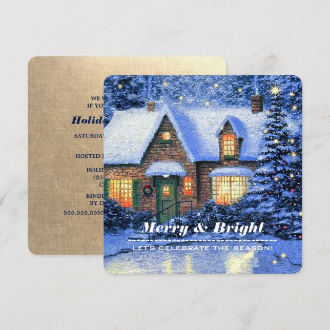 Invitación Personalizado de pintura en pueblo Snowy Fiesta de (Anverso / Reverso)