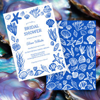 Personalizado de playa azul Seashells Frame Bridal