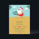 Invitación Personalizado de playa de Santa<br><div class="desc">santa claus navidades man, alegre dibujo de viajes hawaii , arte mascota cómic relax , aloha padre corriendo barba , tabla de surf divertida ola , shorts mar merry surf surf , tropical divertido lindo , xmas playa ilustracion surf , verano surf personalizado de vacaciones , navidades santa claus man,...</div>