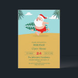 Invitación Personalizado de playa de Santa<br><div class="desc">santa claus navidades man, alegre dibujo de viajes hawaii , arte mascota cómic relax , aloha padre corriendo barba , tabla de surf divertida ola , shorts mar merry surf surf , tropical divertido lindo , xmas playa ilustracion surf , verano surf personalizado de vacaciones , navidades santa claus man,...</div>
