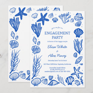 Invitación Personalizado de playa de Seashells Frame Engageme