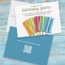 Invitación Personalizado de Popsicles Coloridos de la fiesta
