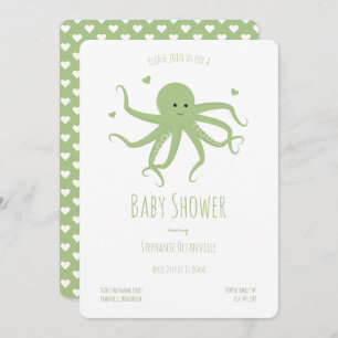 Invitación Personalizado de pulpos verdes Baby Shower