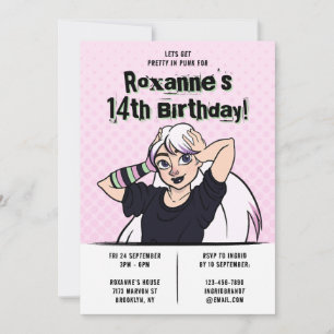 Invitación Personalizado de Punk bonito Chica 14º cumpleaños