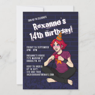 Invitación Personalizado de punk Jugador Chica 14 cumpleaños
