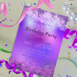 Invitación Personalizado de Purpurina violeta morado moderno