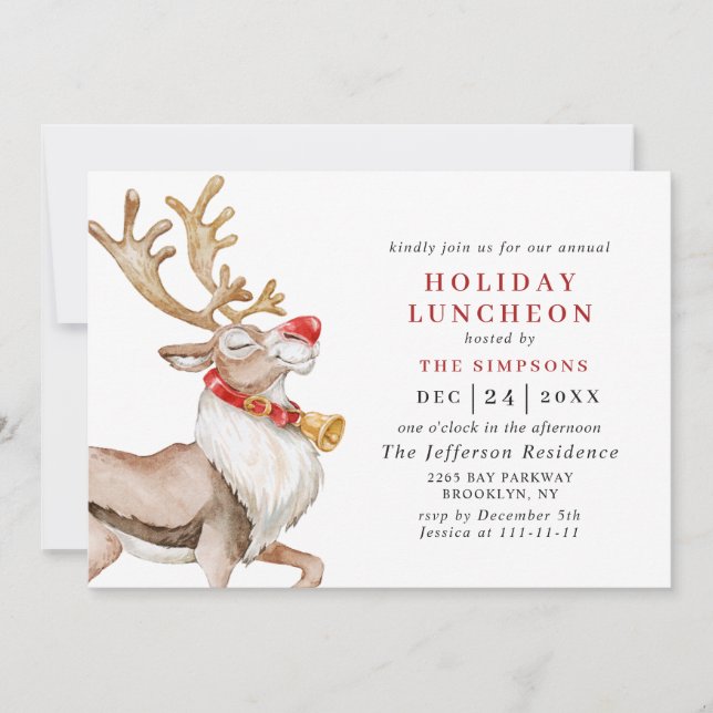 Invitación Personalizado de renos Navidades, FERIDAY LUNCHEON (Anverso)