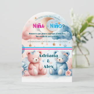 Invitación Personalizado de revelación de género Teddy Bear a