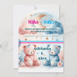 Invitación Personalizado de revelación de género Teddy Bear a