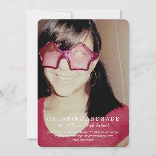 Invitación Personalizado de secundaria moderna del Partido de (Anverso)