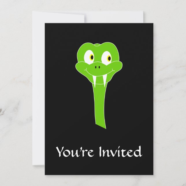 Invitación Personalizado de serpiente verde chechita en negro (Anverso)