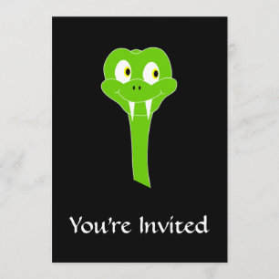 Invitación Personalizado de serpiente verde chechita en negro