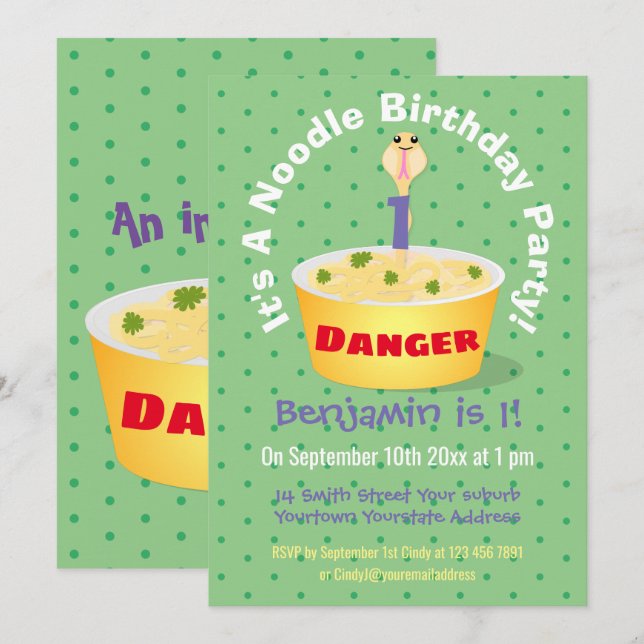 Invitación Personalizado de serpientes de fideos de pelo hues (Anverso / Reverso)