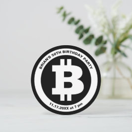 Invitación Personalizado de símbolos de bitcoin blanco y negr