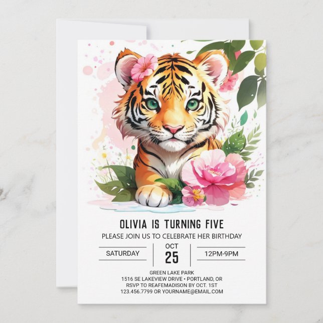 Invitación Personalizado de tigres salvajes de la selva cumpl (Anverso)