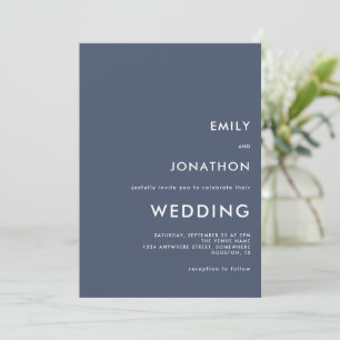 Invitación Personalizado de tipografía simple  Dusty Navy Bod