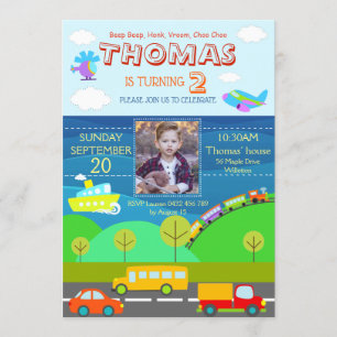 Invitación Personalizado de transporte Personalice Cumpleaños