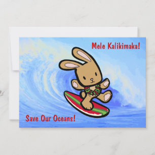 Invitación Personalizado de vacaciones de conejo de surf de H