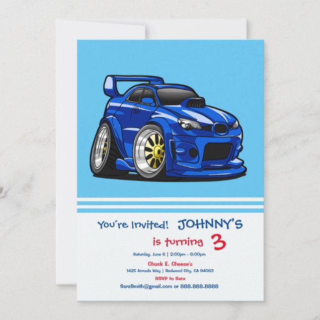 Invitación personalizado de velocidad de los músculos azules  (Anverso)