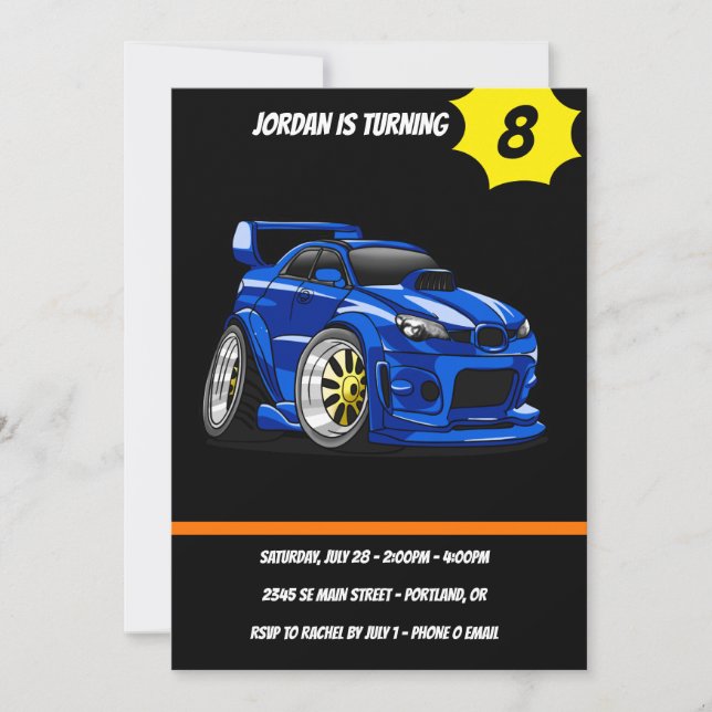 Invitación personalizado de velocidad de los músculos azules  (Anverso)