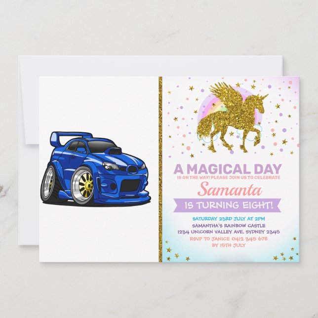 Invitación Personalizado de velocidad del vehículo del múscul (Anverso)