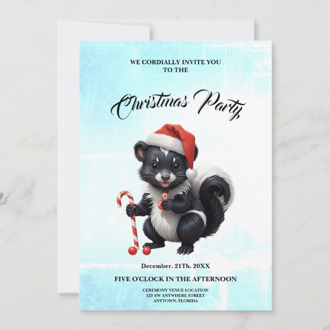 Invitación Personalizado de zorrillo de Navidades de corte (Anverso)
