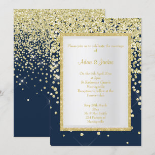 INVITACIÓN PERSONALIZADO DEL BODA DE NAVY GOLD SPARKLE