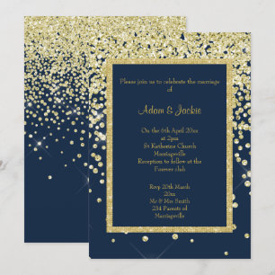 INVITACIÓN PERSONALIZADO DEL BODA DE NAVY GOLD SPARKLE