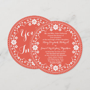 Invitación Personalizado del Boda floral blanco coral