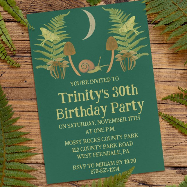 Invitación Personalizado del caracol Goblincore y los hongos (Subido por el creador)