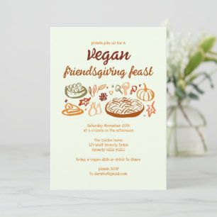 Invitación Personalizado del Día de Acción de Gracias VEGAN W