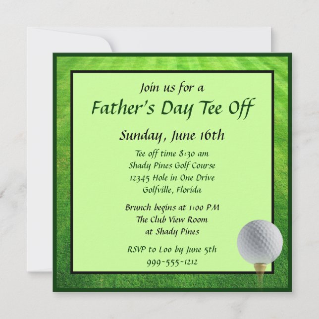 Invitación Personalizado del Día del Padre Tee Off and Brunch (Anverso)