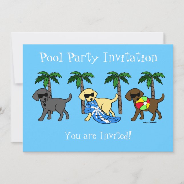 Invitación Personalizado del Fiesta Guay Labradors Beach (Anverso)