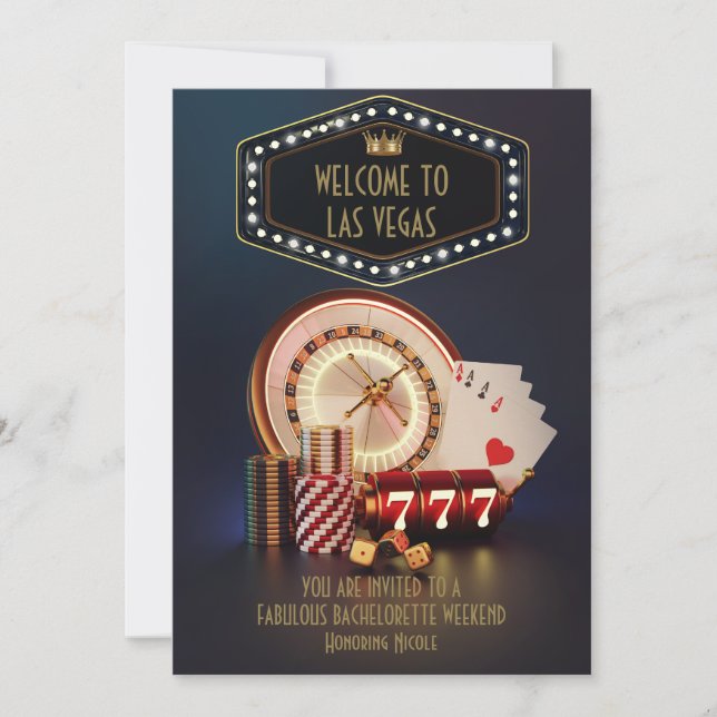 Invitación Personalizado del partido Bachelorette de Las Vega (Anverso)