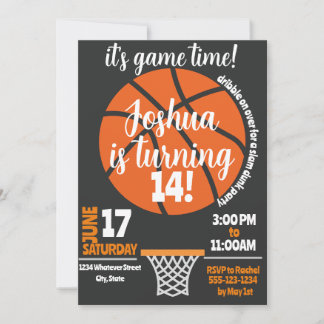 Invitación Personalizado del partido de cumpleaños de básquet